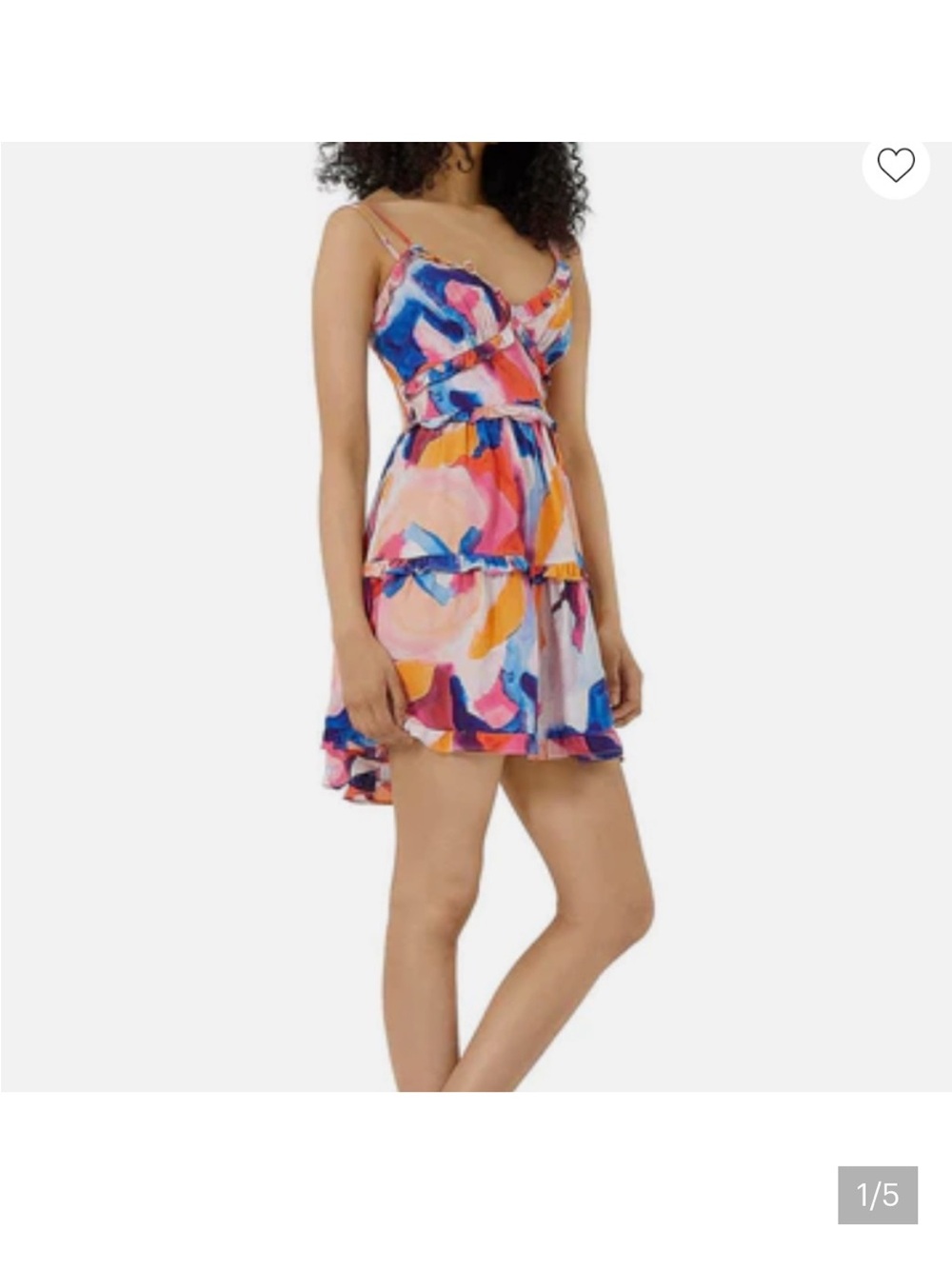 French Connection Pink Blue Orange Abstract Tiered Mini Dress
